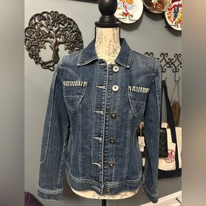 Baccini- EUC Denim Jacket with Button & Pocket Detailing- Size Medium